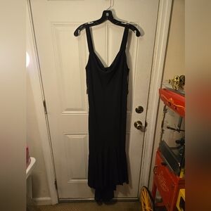 Onyx Nite By Wendye Chaitin Strapped Black Dress Size 16 Flared Bottom